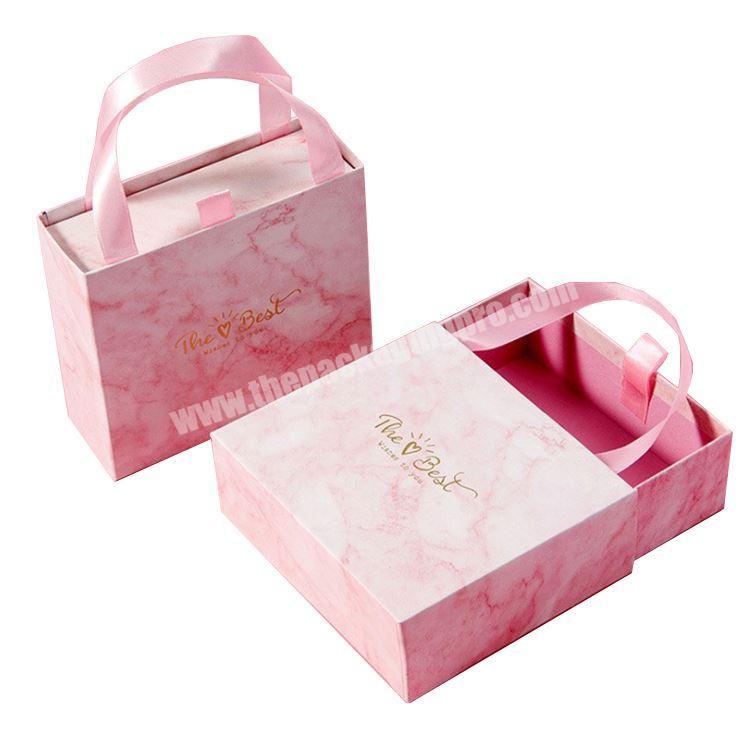 Custom luxury drawer boxes wedding gift candy packaging favor pink paper print marble box