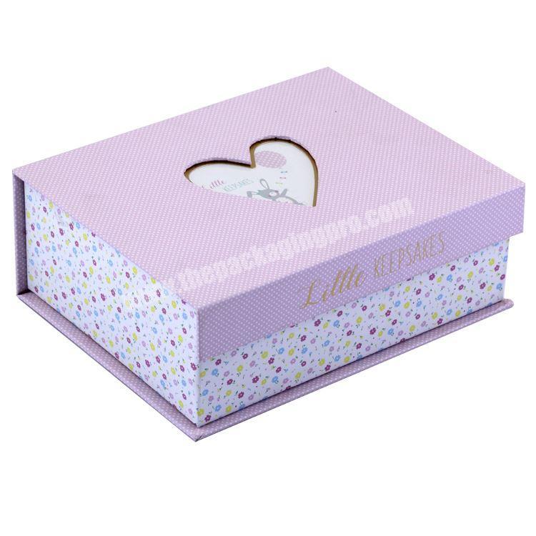 Custom paper cardboard photo storage boxes baby shoe packaging box with PVC clear window