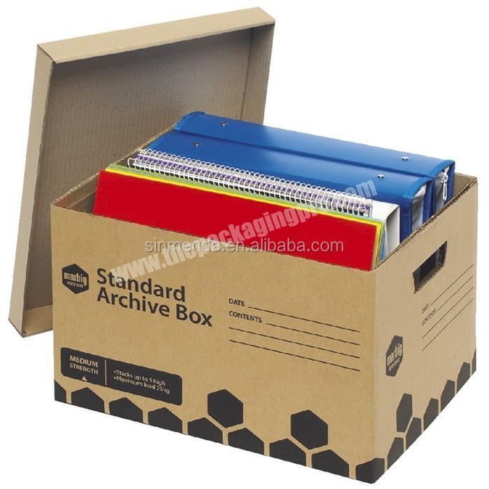 Custom size archive storage corrugated files document packaging carton box