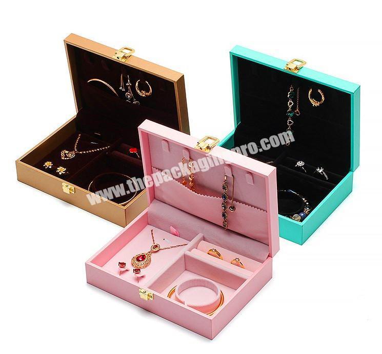 Customize Logo Printed Fabulous Leather Paper and Wood Jewelry Travel Box with Metal Lock