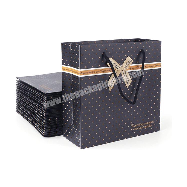 Customized Gold Stamping Logo Shopping Black Craft Paper Gift Bag With handle