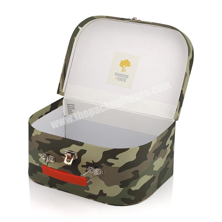 Customized Vintage Style Cardboard Suitcase Gift Box With Lock And Handle manufacturer