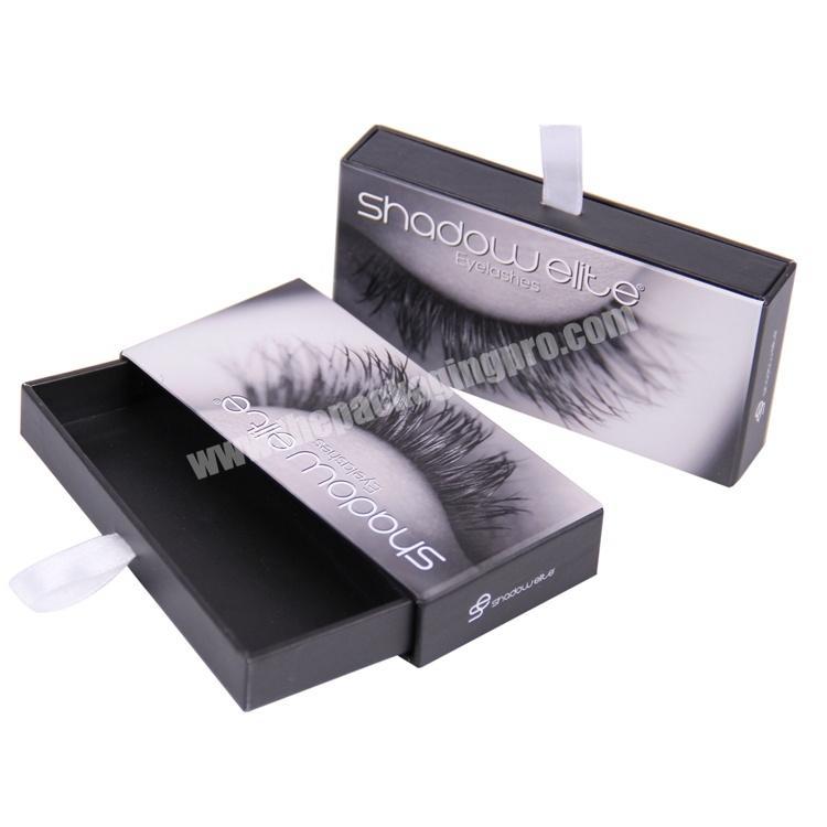 Customized White Gift Packaging Box Luxury Slide Out Box Fancy Texture Paper Eyelash Sliding Drawer Box
