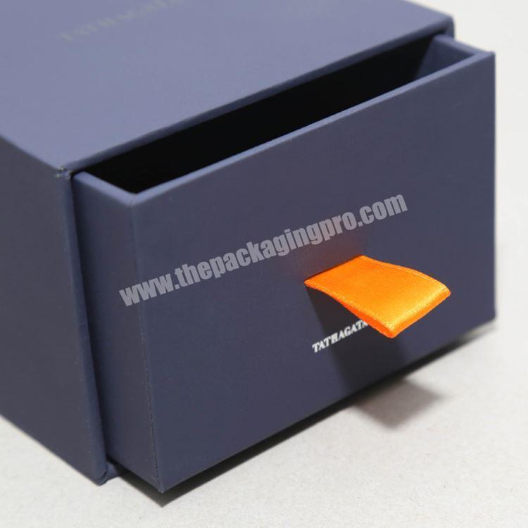 custom Display Foam Insert Ribbon Lid Luxury Men Black Textured Paper Cufflink Gift Drawer Box 