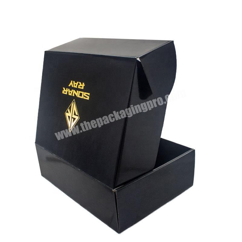 Eco Friendly Glossy Cardboard Box for Shirt Black Apparel Box For Clothing And Shoe Packaging