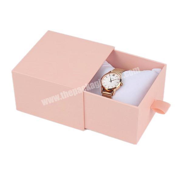 Eco Friendly Pink Cardboard Paper Drawer Sliding Travel Jewelry Box with Pouch