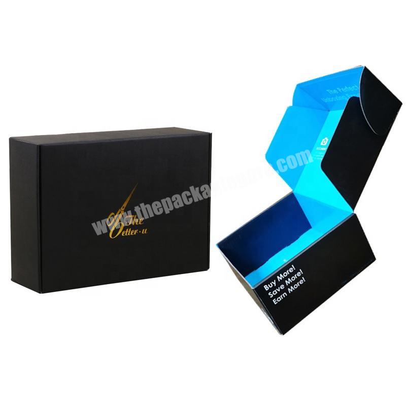 Eco-friendly Clothing Shipping Package Box Customized Black Corrugated Cardboard Mailer Paper Boxes