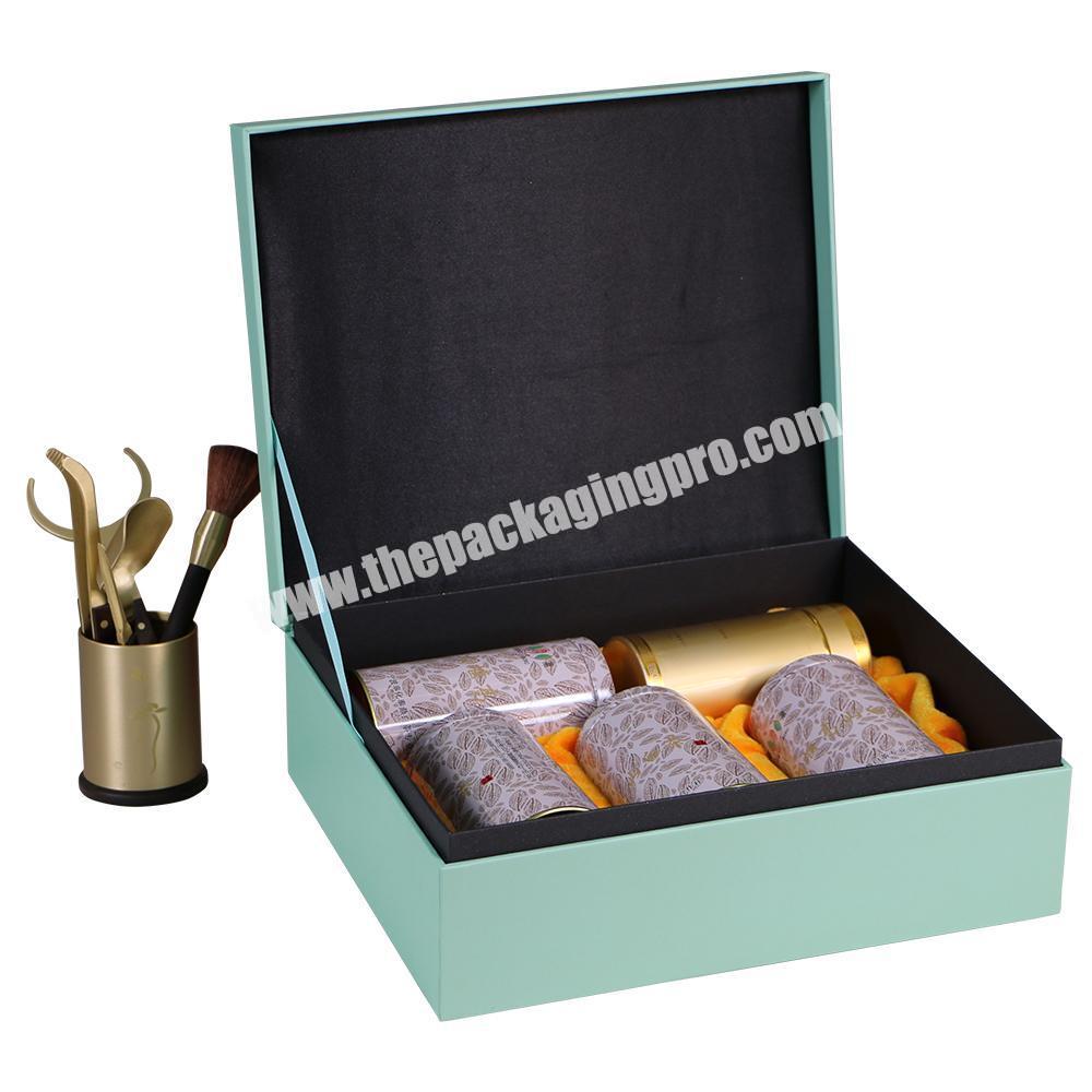 Eco-friendly New Magnet Paper Gift Box With Metal Can Tea Gift Box Set Custom Design Packaging