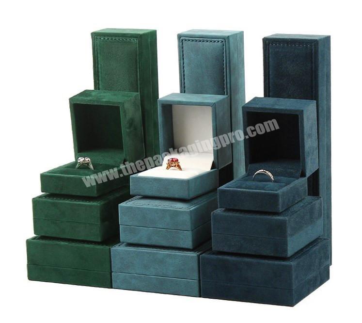 Elegant Velour Jewelry Box Blue Flannelette Necklace Jewelry Packaging Box Custom Jewelry Boxes with Logo