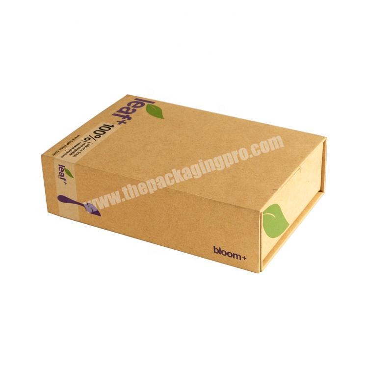Fancy Custom Folding Flap Magnetic Closure Cardboard Brown Kraft Gift Packaging Box