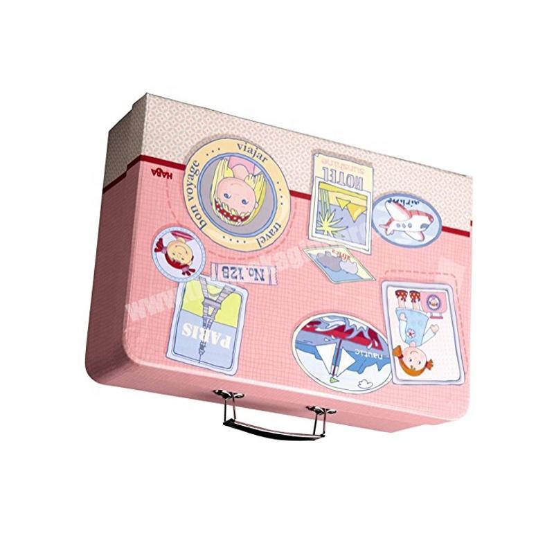 personalize Gift Box Pink Cardboard Custom Print Paperboard Small Luxury Baby Custom Children Kids Suitcase