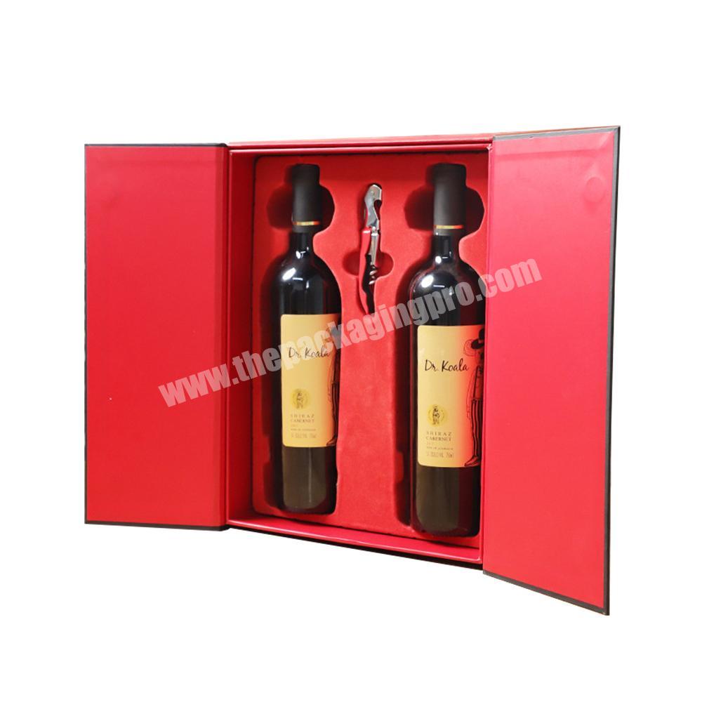 Handmade Paper Black Magnetic Custom Cardboard Wine Box Wine Gift Box for 2 Bottles
