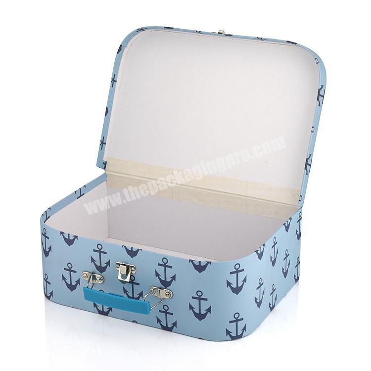 Handmade Rigid Paper Cardboard Packaging Gift Mini Suitcase Box With Handle manufacturer
