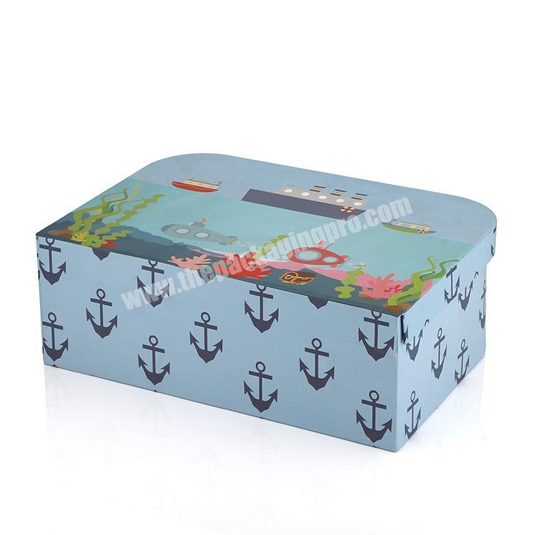 personalize Handmade Rigid Paper Cardboard Packaging Gift Mini Suitcase Box With Handle