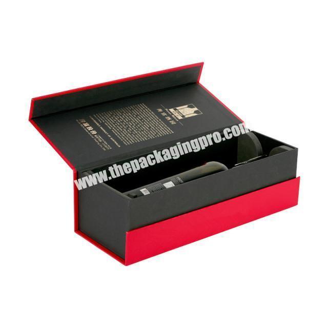 Handmade black magnetic gift box paper wine gift box packing