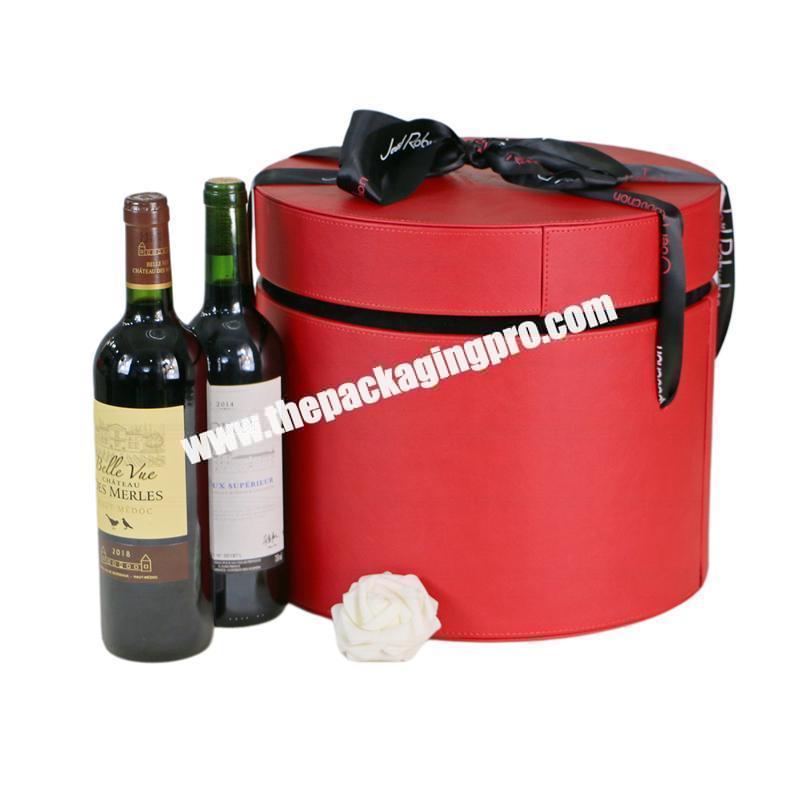 Luxury Hot Stamping Single Bottle Premium Custom Gift Cardboard PU Paper Leather Wine Box With EVA Insert