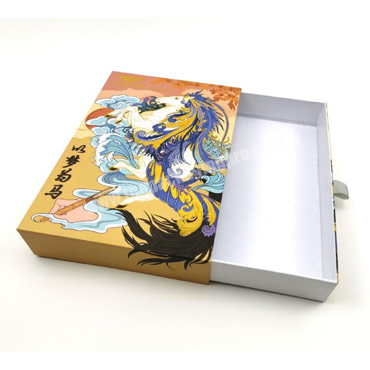 High quality cheap price custom logo printing hot stamping drawer box for gift with handle