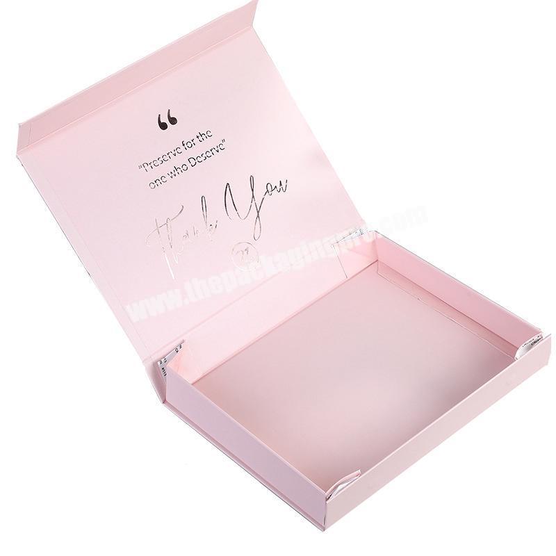 Wholesale Gloss Rose Gold Custom Logo Luxury Flat Foldable Paper Clothing Gift Folding Magnetic Packaging Box