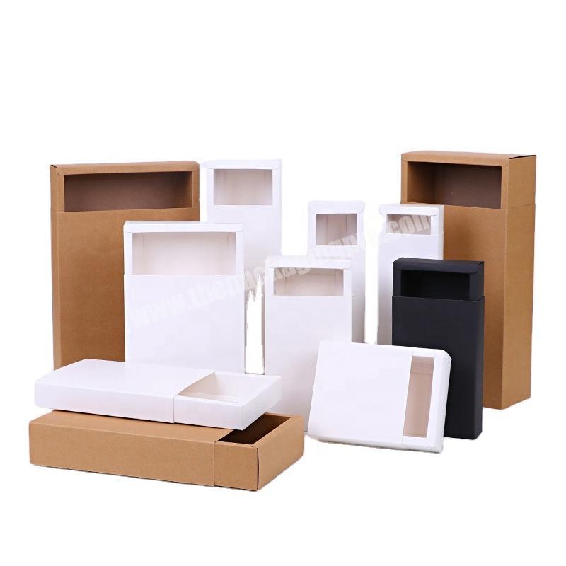 Logo Print Foldable Gloss Black Cardboard Craft Hard Drawer Product Packaging Sliding Boxes Eco Sliding Drawer Kraft Gift Box