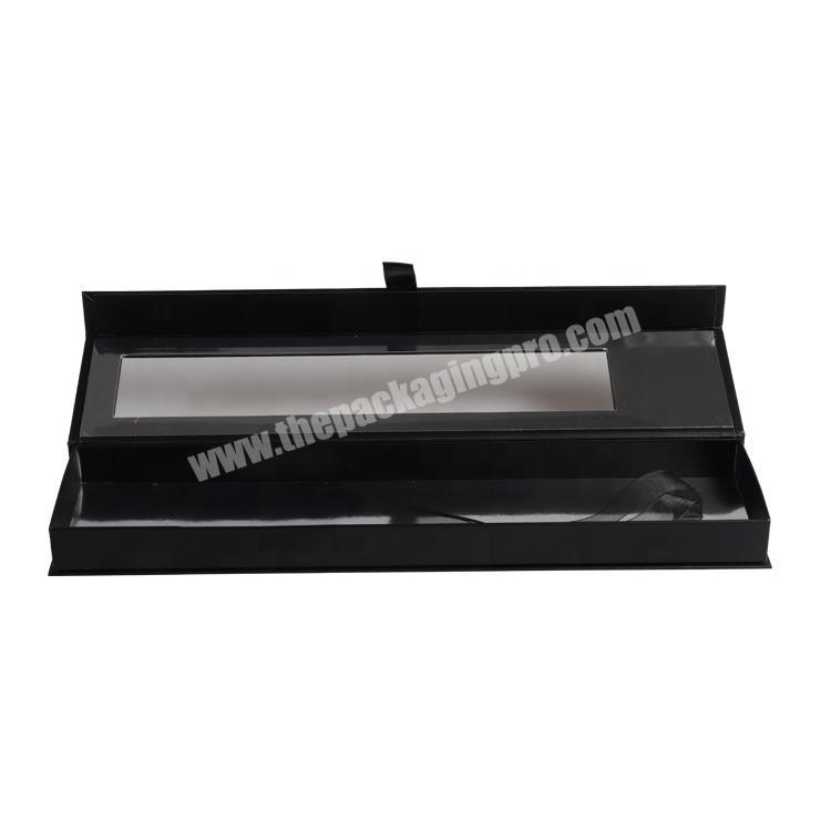 Long Black Beauty Wig Packaging Boxes Folding Paper Box with Transparent Window