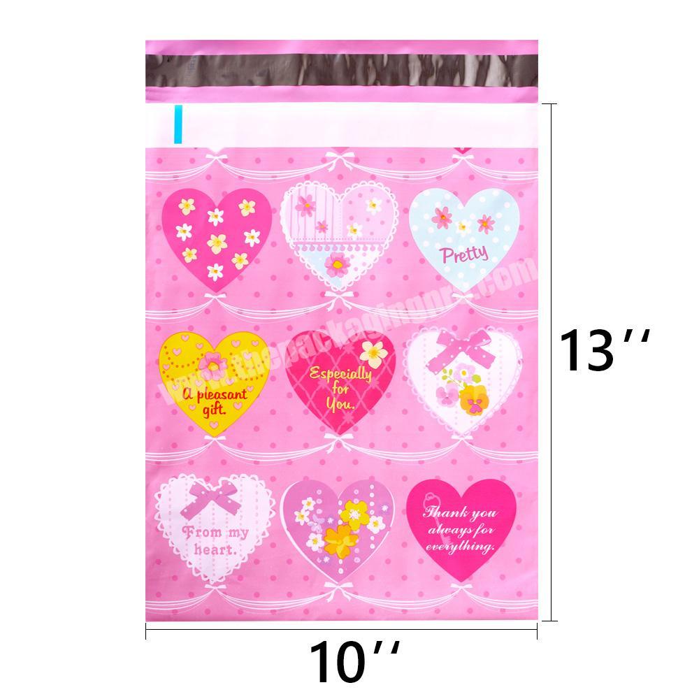 Low price custom 10x13inch fashion pink heart pattern t shirt shipping bags