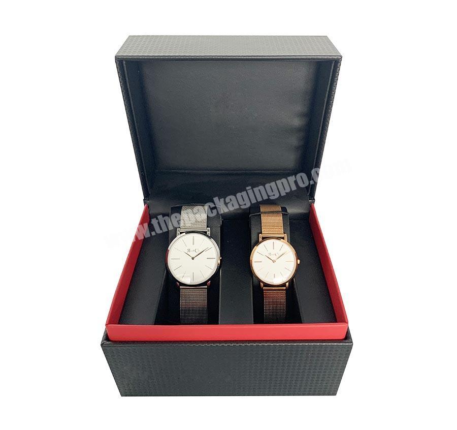 Luxury Black PU Leather Couple Watch box