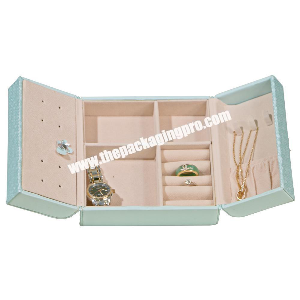 Wholesale Custom High Quality Bracelet Necklace Organizer Earring Box Large Leather Jewelry Box