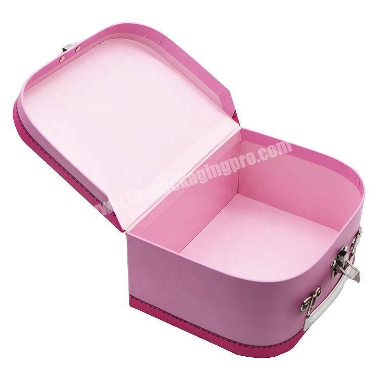 Luxury Pink Decorative Children Toy Gift Packaging Kids Cardboard Suitcase Paper Box With Handle