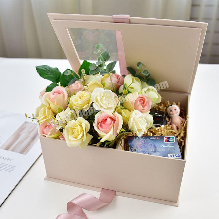 Luxury Square Paper Rose Flower Packaging Box