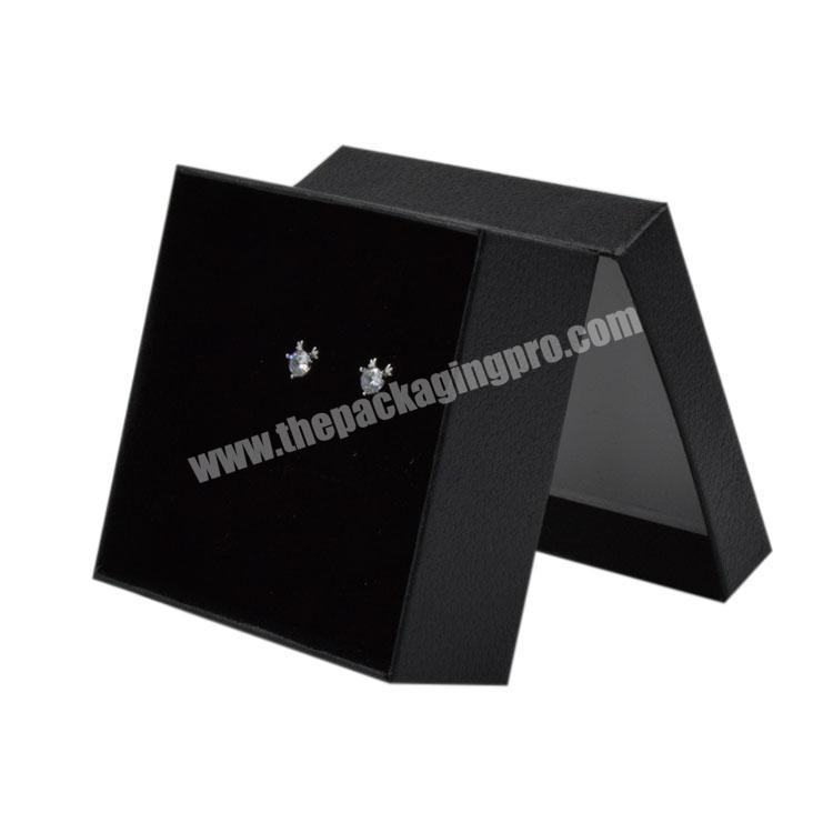 Luxury Unique Black Custom Silver Foil Logo Earrings Jewelry Boxes Packaging