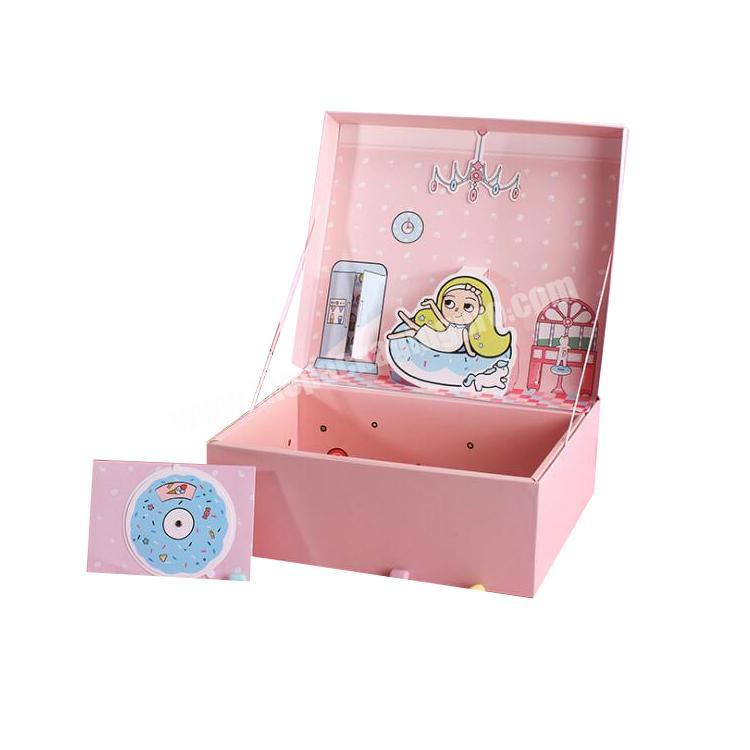 Luxury Unique Pink Custom Logo Cardboard Gift Flip Box Packaging