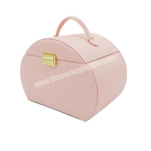 Luxury Women Large Leather Drawer Lock Jewellery Bracelet Necklace Storage Pink Organizer Case Jewelry Box