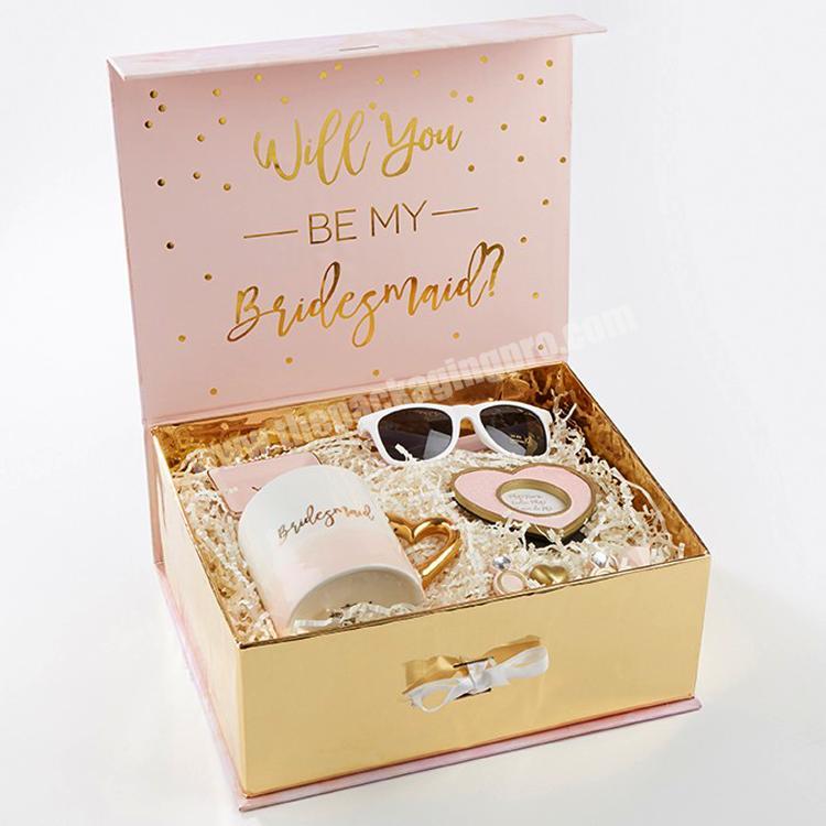 Magnetic Gift Box with Ribbon Empty Bridesmaid Proposal Box Maid of Honor Box