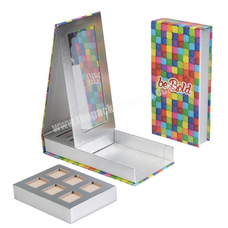 Makeup Cosmetics Colorful Eyeshadow Palette Paperboard Box With Magnetic And Mirror