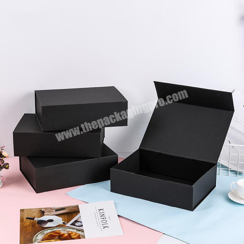 Manufacturer custom printed luxury cardboard folding box design for your logo packaging black magnetic gift box