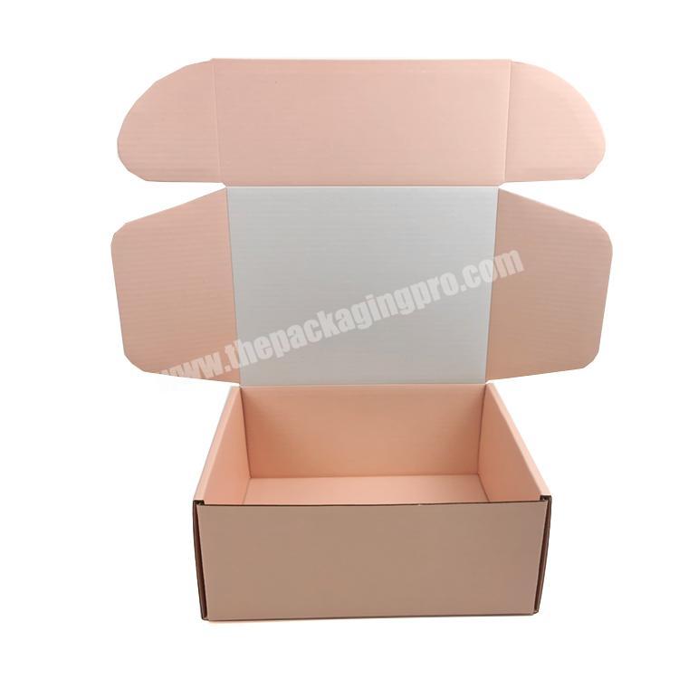 New design pink custom logo printed shipping paper packaging cardboard boxes for clothes factory
