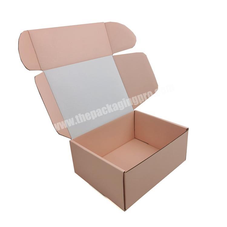 New design pink custom logo printed shipping paper packaging cardboard boxes for clothes manufacturer