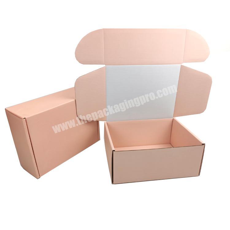 custom New design pink custom logo printed shipping paper packaging cardboard boxes for clothes 
