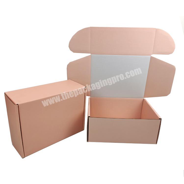 New design pink custom logo printed shipping paper packaging cardboard boxes for clothes