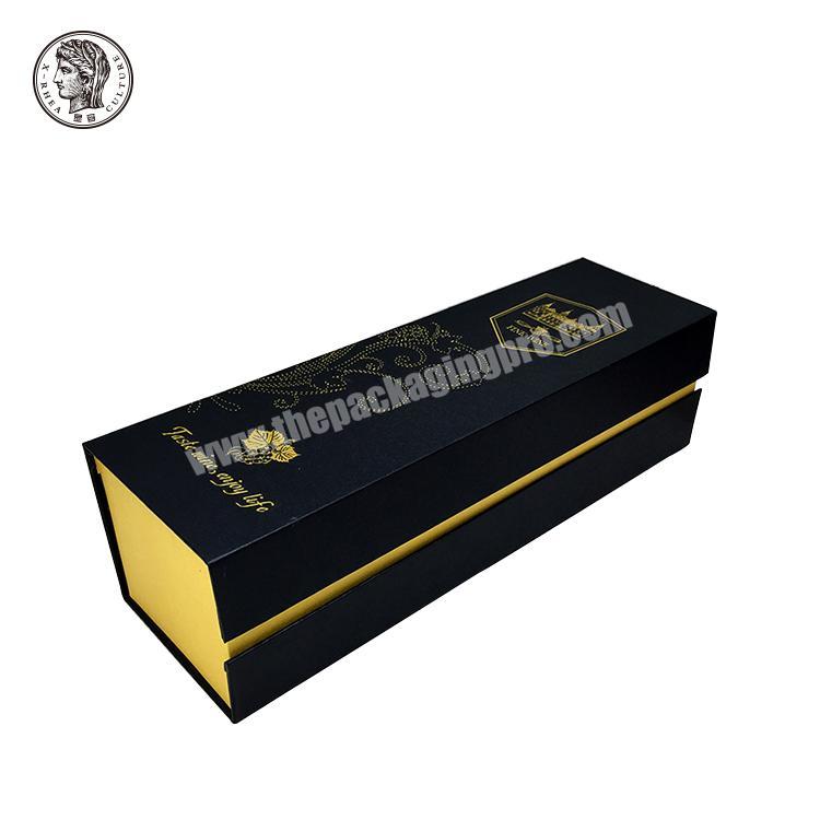 Paper Wine Boxes Packing Custom Made Luxury Black Rigid Cardboard Liquor Set Packaging Boxes Champagne Whisky Red Wine factory