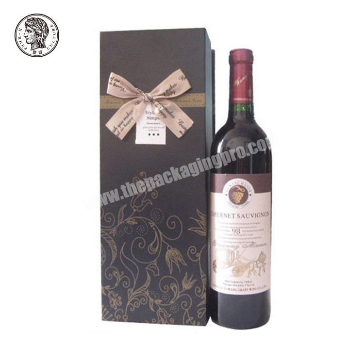 personalize Paper Wine Boxes Packing Custom Made Luxury Black Rigid Cardboard Liquor Set Packaging Boxes Champagne Whisky Red Wine