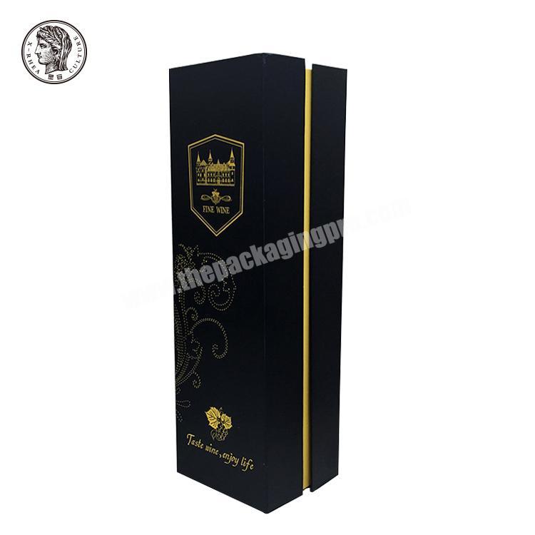 custom Paper Wine Boxes Packing Custom Made Luxury Black Rigid Cardboard Liquor Set Packaging Boxes Champagne Whisky Red Wine 