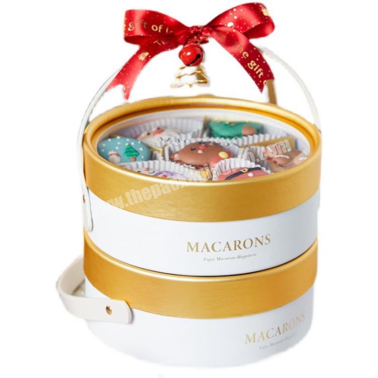 Premium 6-pack Boite a Macarons High-grade Bronzing Round Macaron Box