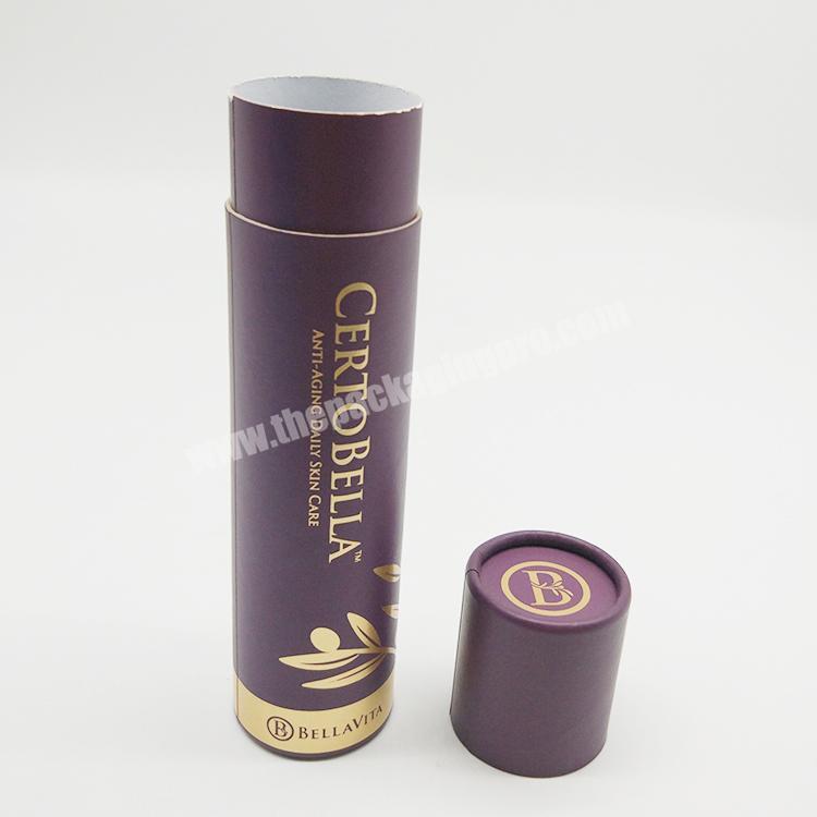 Pretty Rigid Cylinder Gold Stamping Round Shape Gift Paper Cardboard Tube Packaging
