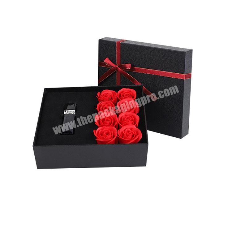 Printing high Sale Custom Top and Bottom Lipsticks Flower Gift Box With Ribbon