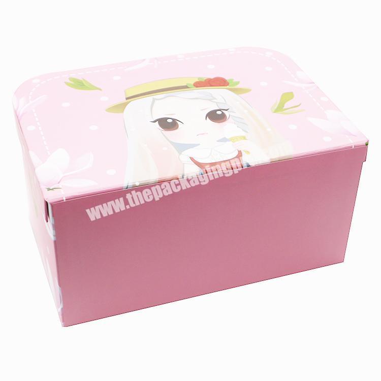 Promotional Rigid Cardboard Handmade Box Pink Paper Suitcase manufacturer