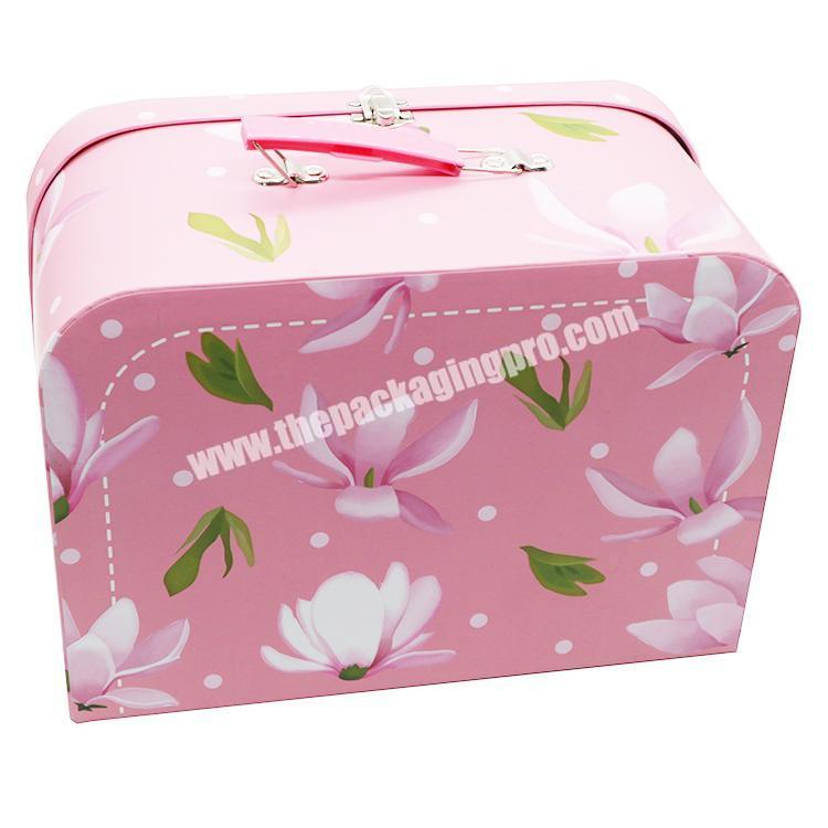 personalize Promotional Rigid Cardboard Handmade Box Pink Paper Suitcase