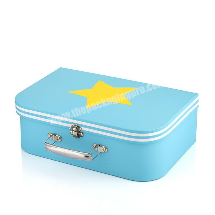 Rigid Handle Printed Premium Baby Product Storage Packaging Custom Cardboard Paper Suitcase Gift Box manufacturer