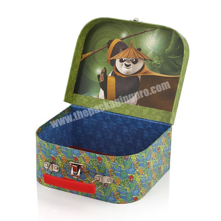 Rigid Paper Cardboard Mini Packaging Baby Kids Toy Suitcase Gift Box With Handle manufacturer