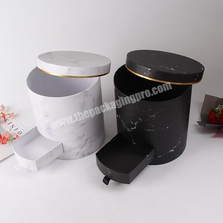 Round Marble Flower Box with Drawer